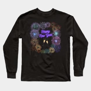 Happy New Year Fireworks with Champagne Flutes Long Sleeve T-Shirt